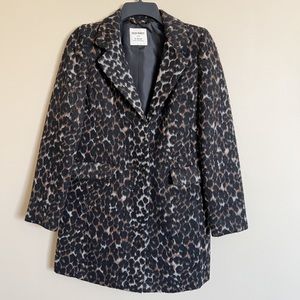 Old Navy Animal Print Wool Blend PeaCoat Size X-Small